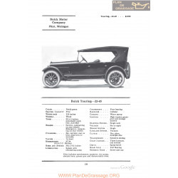 Buick Touring 22 45 Fiche Info 1922
