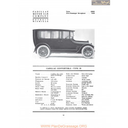 Cadillac Convertible Type 55 Fiche Info 1917