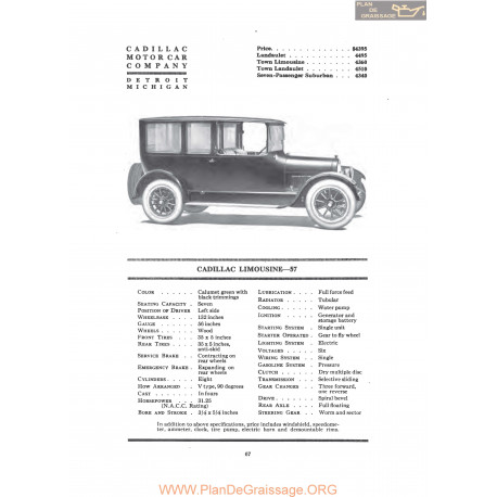 Cadillac Limousine 57 Fiche Info 1919