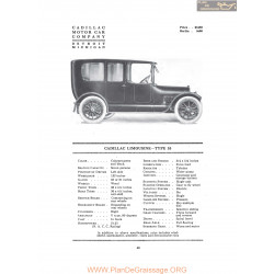 Cadillac Limousine Type 53 Fiche Info 1916