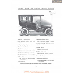 Cadillac Model H Limousine Fiche Info 1907