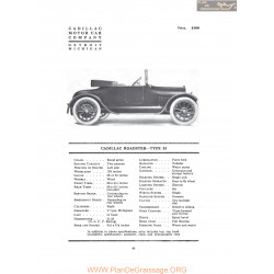 Cadillac Roadster Type 53 Fiche Info 1916