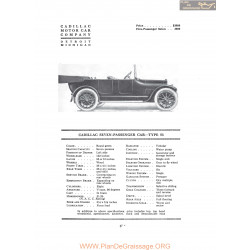 Cadillac Seven Passenger Car Type 53 Fiche Info 1916
