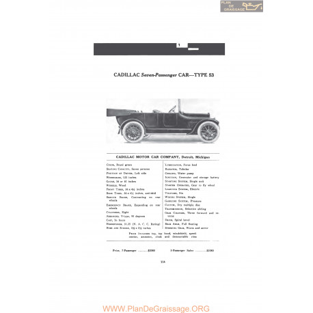 Cadillac Seven Passenger Car Type 53 Fiche Info Mc Clures 1916