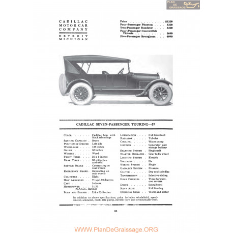 Cadillac Seven Passenger Touring 57 Fiche Info 1919