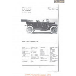 Cadillac Touring Car Fiche Info 1912