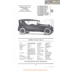 Cadillac Touring Type 61 Fiche Info 1922