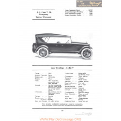 Case Touring Model V Fiche Info 1922