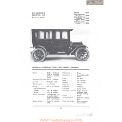 Chalmers Thirty Six Berlin Limousine Model 10 Fiche Info 1912