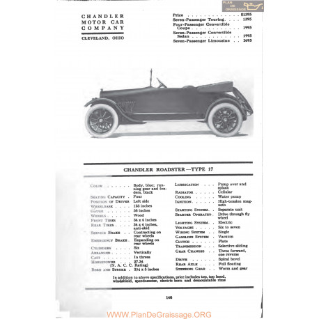 Chandler Roadster Type 17 Fiche Info Mc Clures 1917