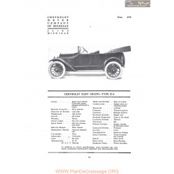 Chevrolet Baby Grand Type H4 Fiche Info 1916