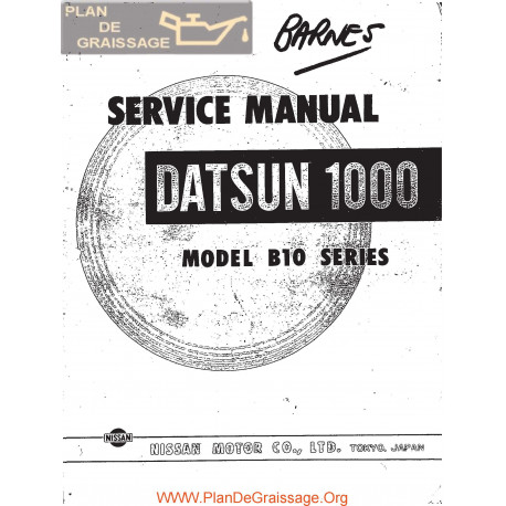 Datsun 1000 B Vb 10 Series Service Repair Manual