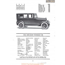 Cole Aero Eight Toursedan 885 Fiche Info 1920