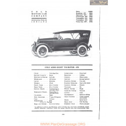 Cole Aero Eight Tourster 870 Fiche Info 1919