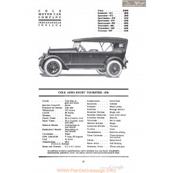 Cole Aero Eight Tourster 870 Fiche Info 1920