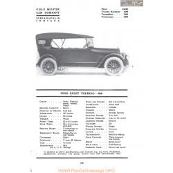 Cole Eight Touring 860 Fiche Info Mc Clures 1917