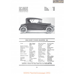 Cole Eight Tuxedo Roadster 861 Fiche Info 1917
