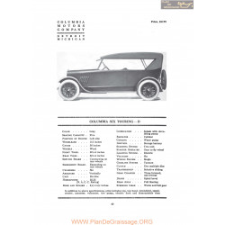 Columbia Six Touring D Fiche Info 1917