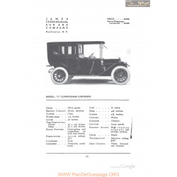 Cunningham Limousine J Fiche Info 1912