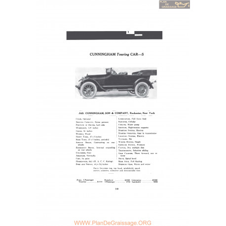Cunningham Touring Car S Fiche Info 1916 V2