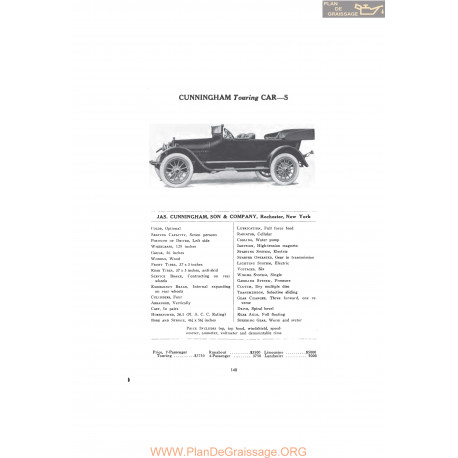 Cunningham Touring Car S Fiche Info Mc Clures 1916