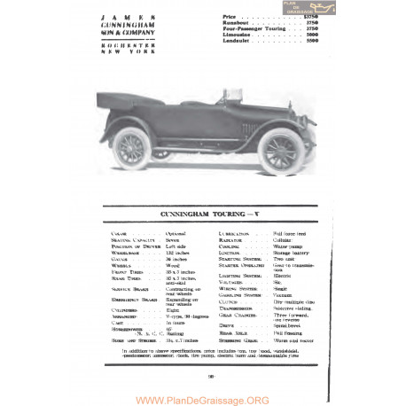 Cunningham Touring V Fiche Info Mc Clures 1917