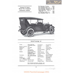 Davis Touring 61 Fiche Info 1922