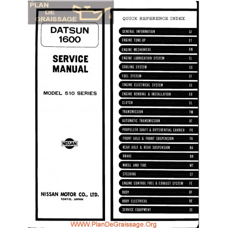 Datsun 1600 Model 510 1973 Series Service Manual