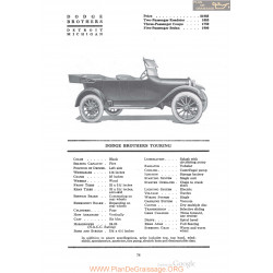 Dodge Brothers Touring Fiche Info 1920