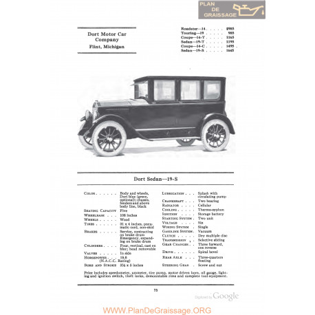 Dort Sedan 19s Fiche Info 1922