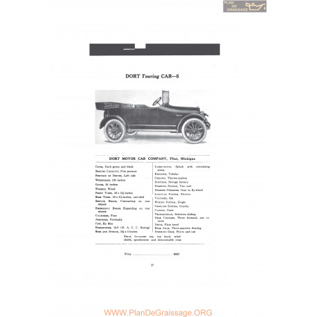 Dort Touring Car 5 Fiche Info Mc Clures 1916