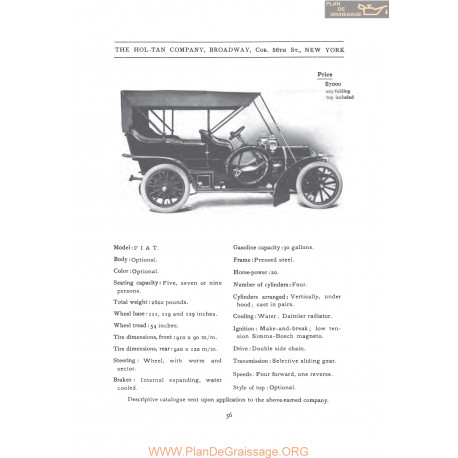 Fiat 20 Nine Persons Fiche Info 1906