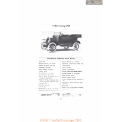 Ford Touring Car Fiche Info 1916