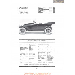 Franklin Touring Series 9 Fiche Info 1919