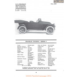 Franklin Touring Series 9 Fiche Info Mc Clures 1917