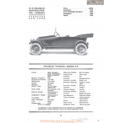 Franklin Touring Series 9b Fiche Info 1920
