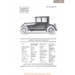 Haynes Light Six Coupe 39 Fiche Info 1919