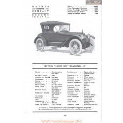 Haynes Light Six Roadster 37 Fiche Info Mc Clures 1917