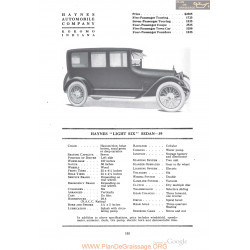 Haynes Light Six Sedan 39 Fiche Info 1918