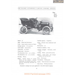 Haynes Model O Fiche Info 1906