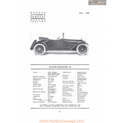 Haynes Roadster 34 Fiche Info 1916