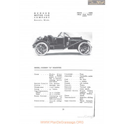 Hudson 33 Rouadster Fiche Info 1912