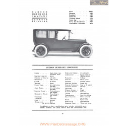 Hudson Sper Six Limousine Fiche Info 1917
