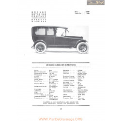 Hudson Super Six Limousine Fiche Info 1916
