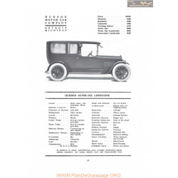 Hudson Super Six Limousine Fiche Info 1917