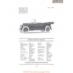 Hudson Super Six Phaeton Fiche Info 1916