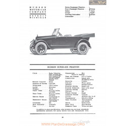 Hudson Super Six Phaeton Fiche Info 1920