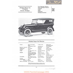 Hudson Super Six Phaeton Fiche Info 1922