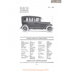 Hudson Super Six Touring Sedan Fiche Info 1916