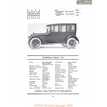 Hupp Hupmobile Sedan Nq Fiche Info 1917
